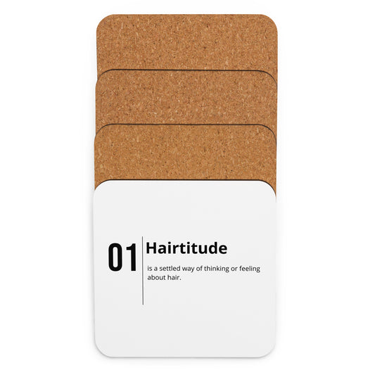 Hairtitude. Cork-back coaster