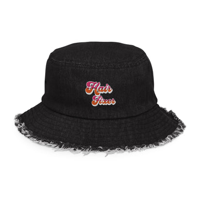 Hair Fixer Distressed denim bucket hat