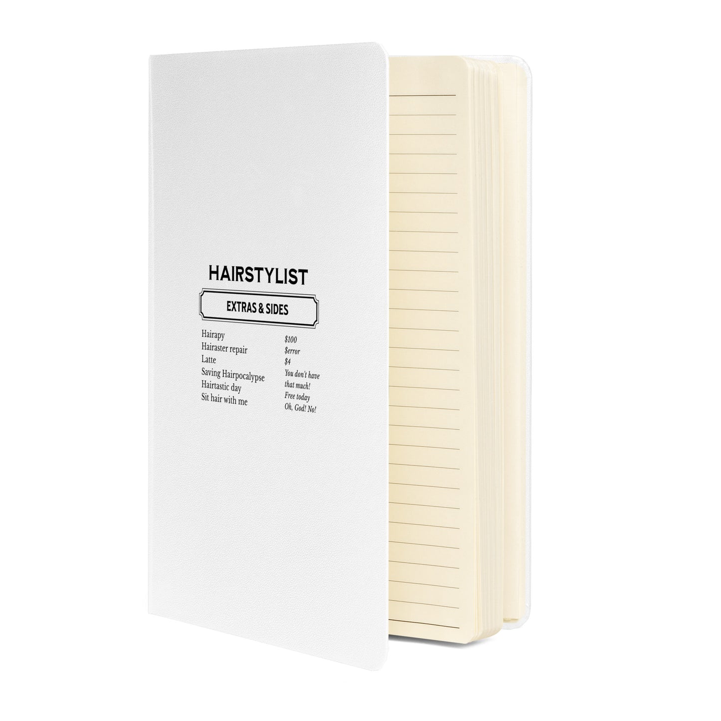 Hairstylist extras and sides White Hardcover bound notebook