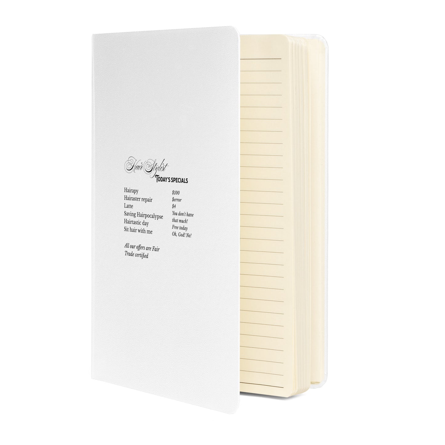 Hair Stylist Specials White Hardcover bound notebook