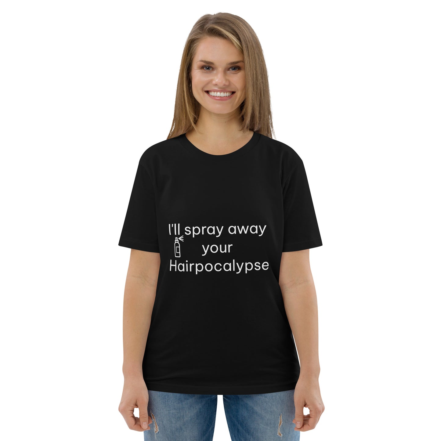 Spray away Hairpocalypse Unisex organic cotton t-shirt